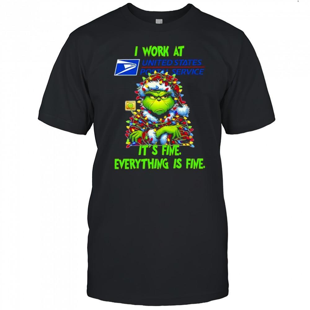 Grinch I Work At United States Postal Service Logo Its Fine Shirt